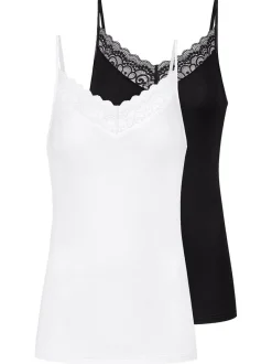 Mey Damen Spaghetti Top - 2er Pack Amour in schwarz