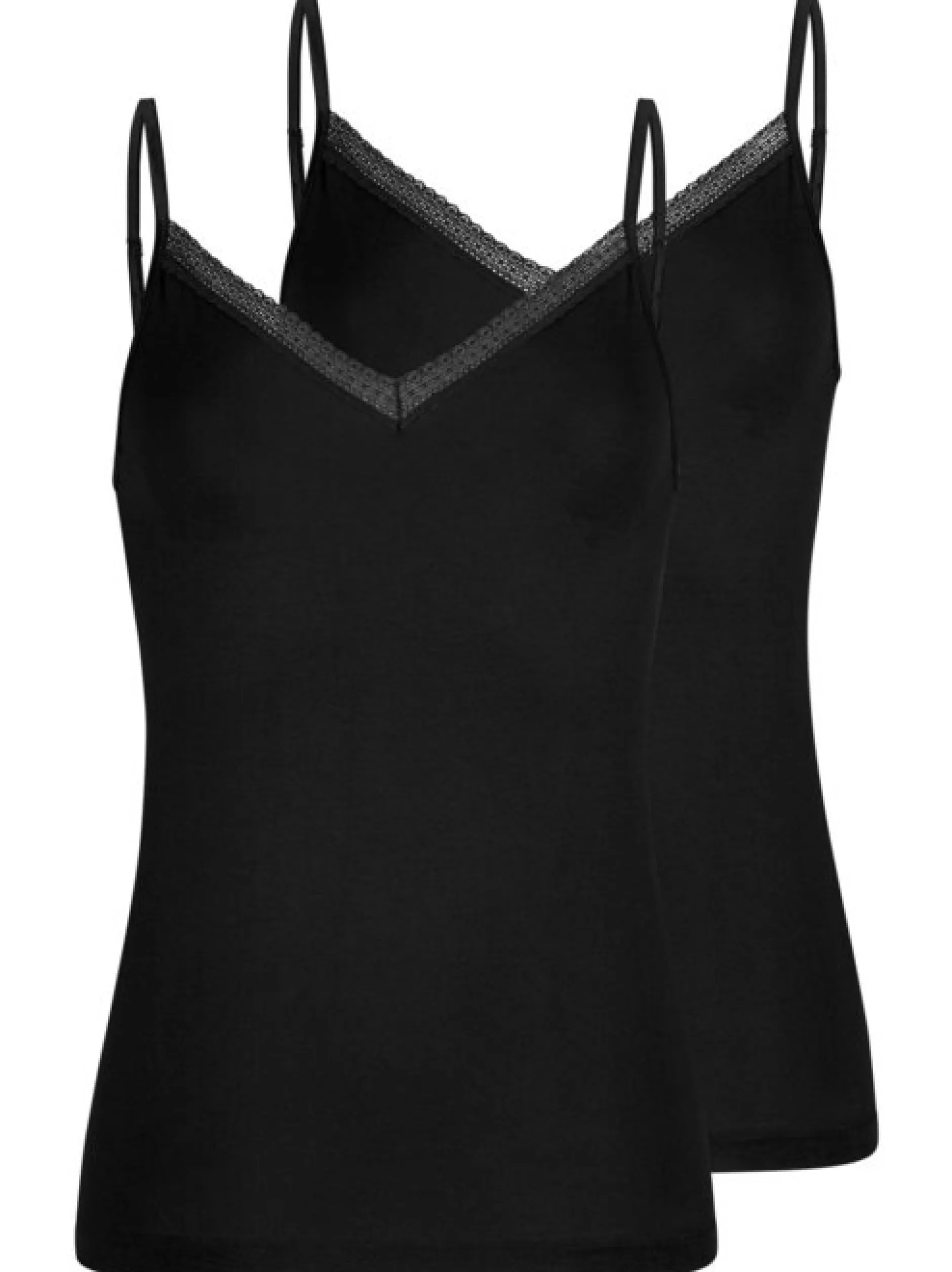 Mey Damen Spaghettitops im 2er-Pack in schwarz