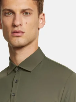 MEYER Herren Poloshirt - Bryson in oliv - Ärmel: langarm
