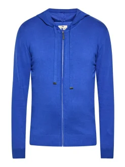 Mo Herren Kapuzenjacke in blau - Ausschnitt: ohne Kragen