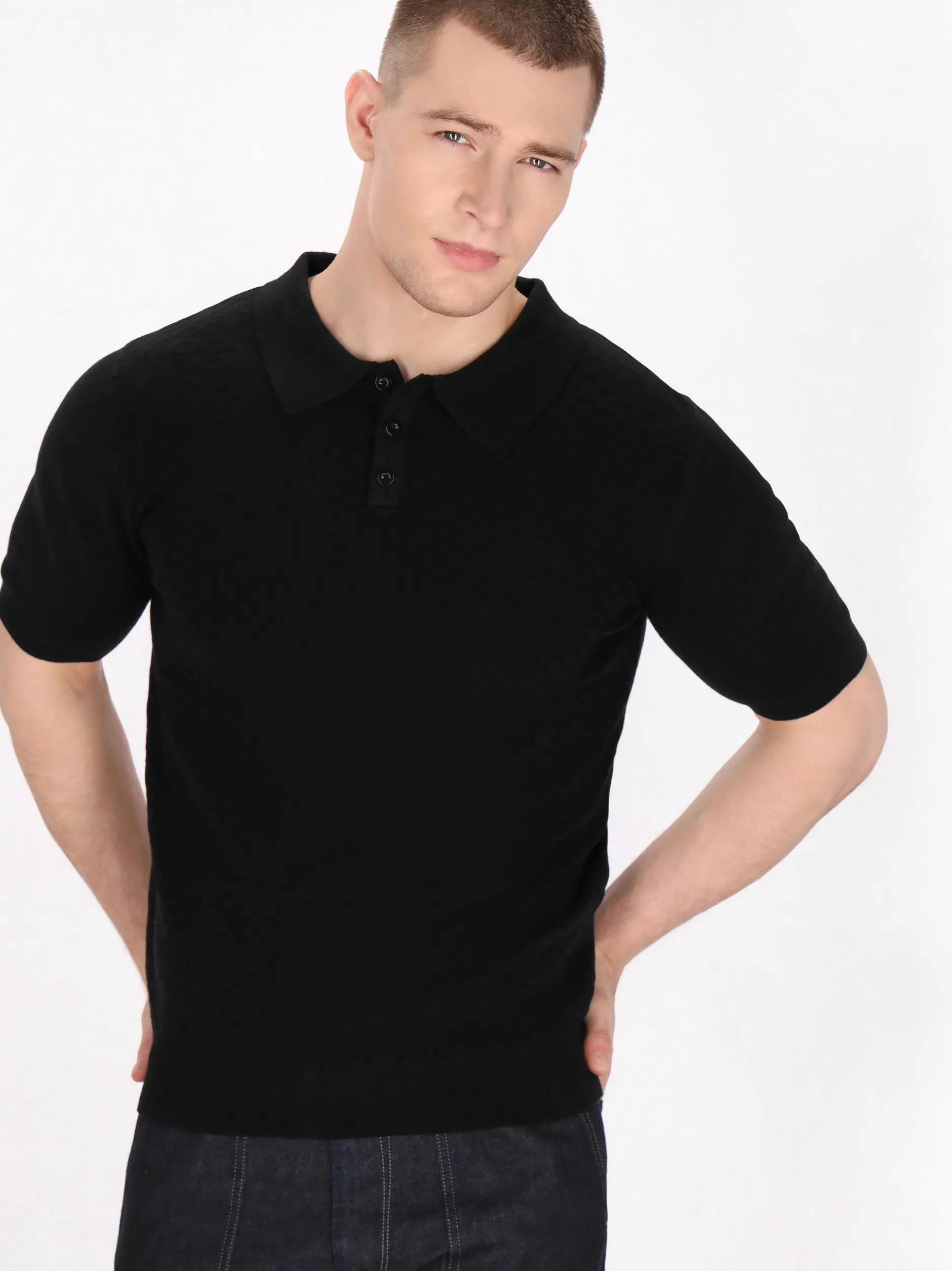 Mo Herren Poloshirt in schwarz