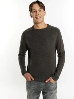 Mo Herren Pullover in anthrazit - Ausschnitt: Rundhals