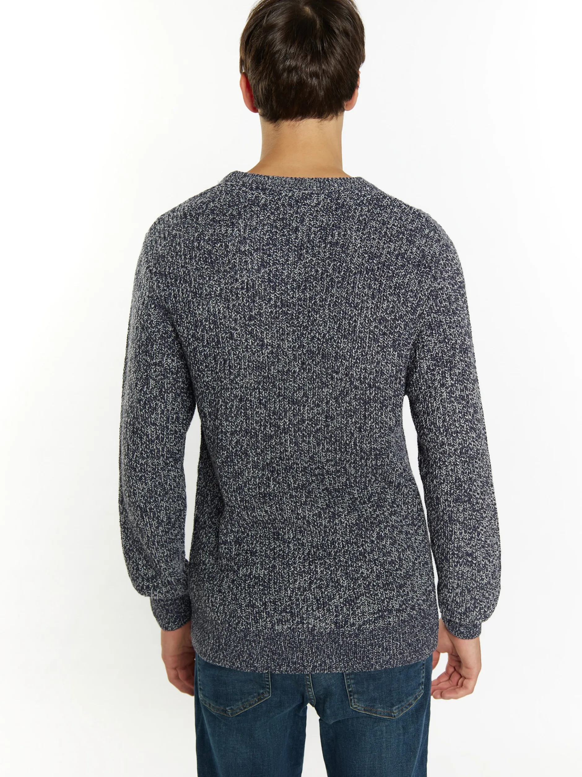 Mo Herren Pullover in marine - Ausschnitt: Rundhals