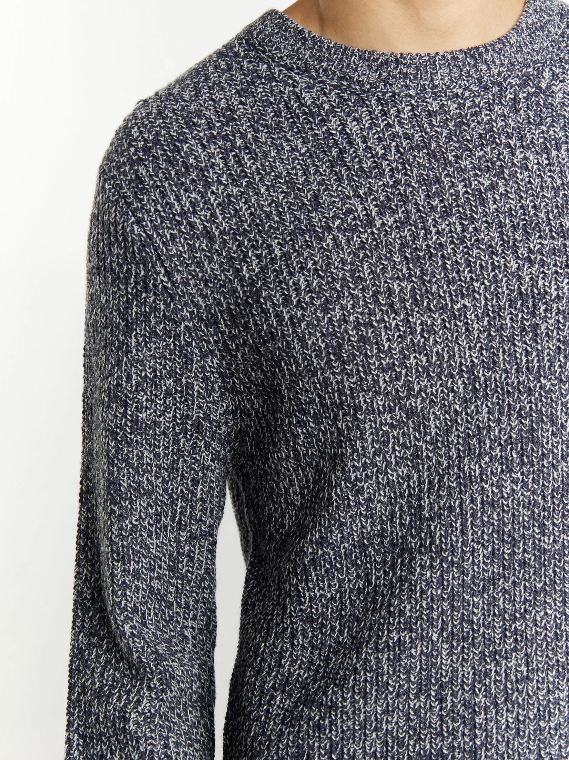 Mo Herren Pullover in marine - Ausschnitt: Rundhals