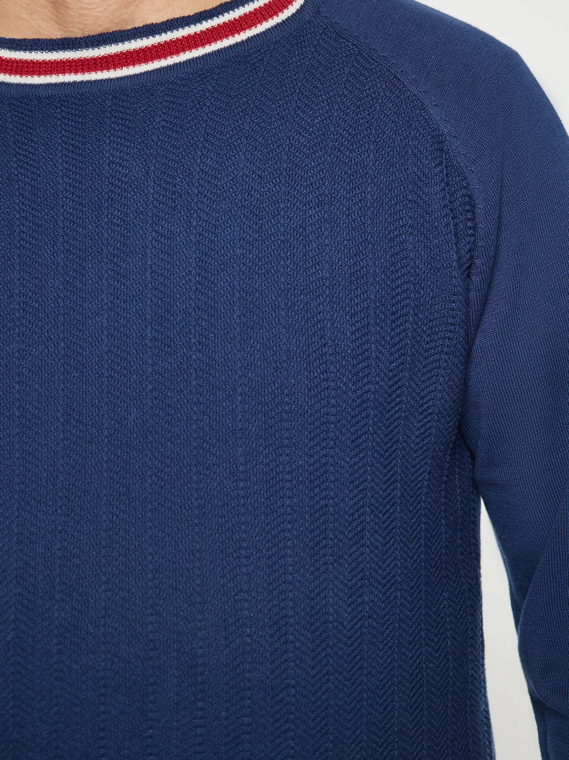 Mo Herren Pullover in marine - Ausschnitt: Rundhals