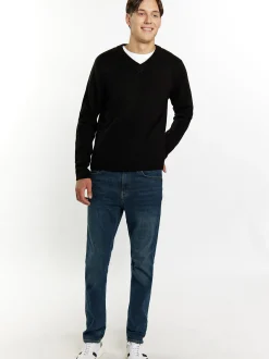 Mo Herren Pullover in schwarz - Ausschnitt: V-Ausschnitt