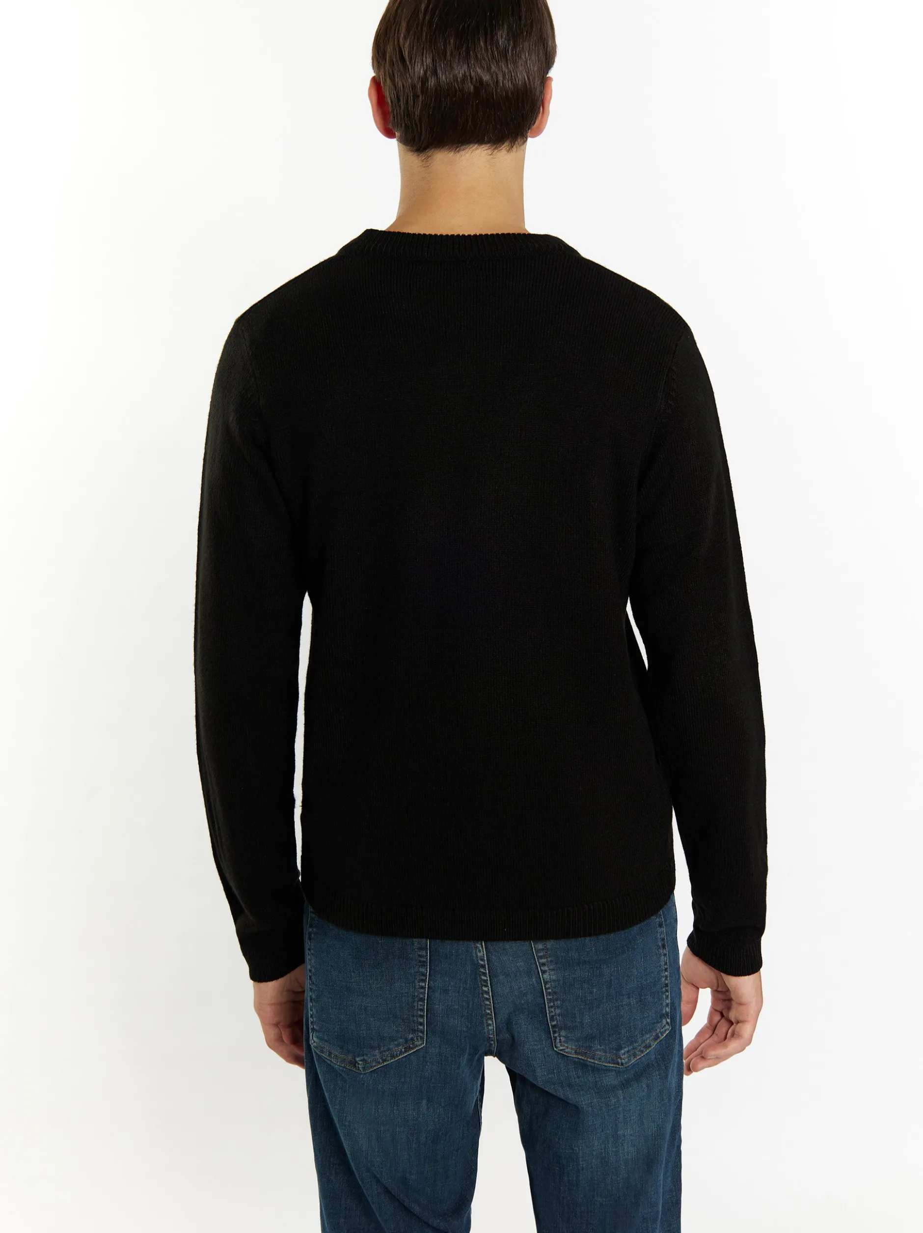 Mo Herren Pullover in schwarz - Ausschnitt: V-Ausschnitt