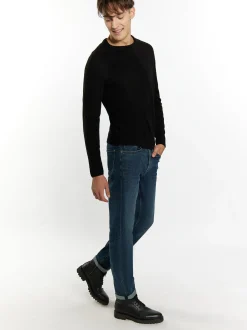 Mo Herren Pullover in schwarz - Ausschnitt: Rundhals