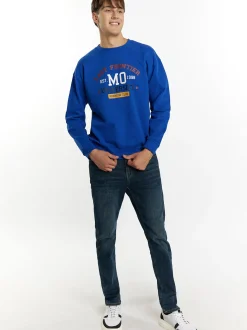 Mo Herren Sweatshirt in blau - Ausschnitt: Rundhals