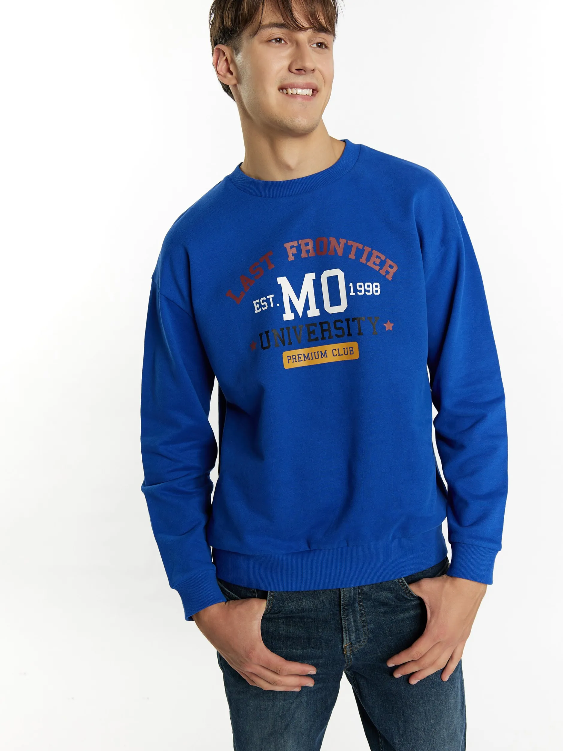 Mo Herren Sweatshirt in blau - Ausschnitt: Rundhals