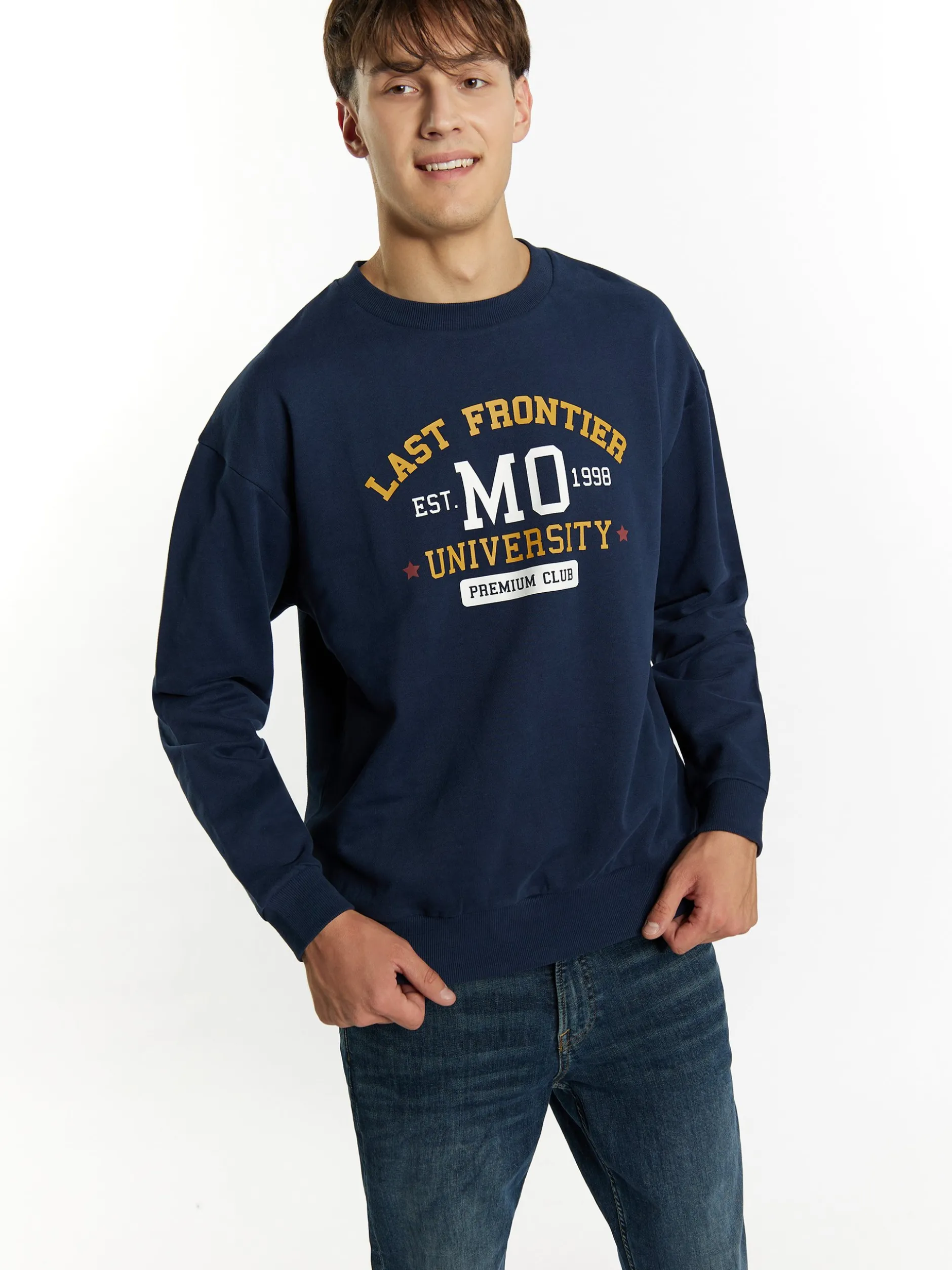 Mo Herren Sweatshirt in marine - Ausschnitt: Rundhals