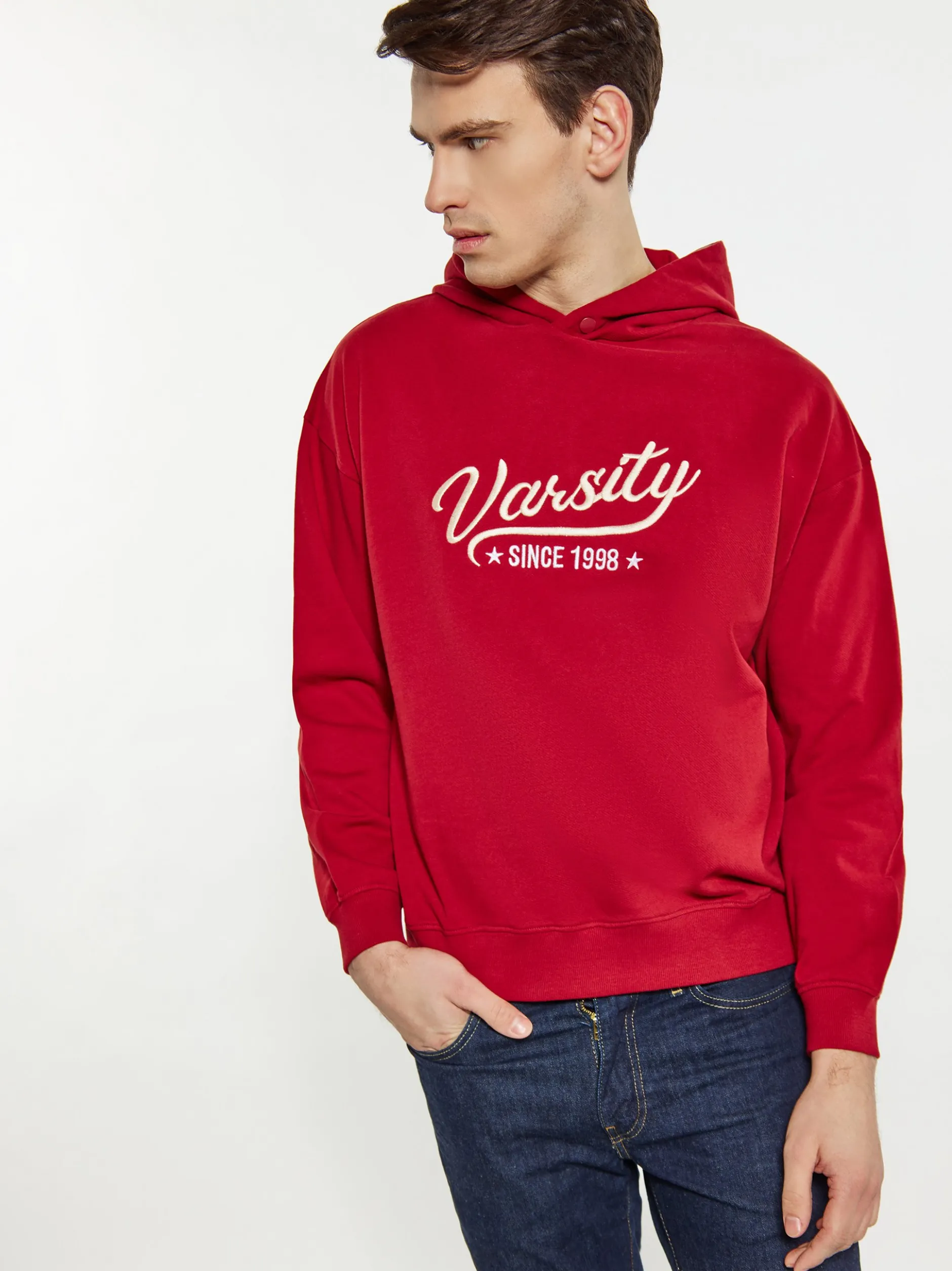 Mo Herren Sweatshirt in rot - Ausschnitt: ohne Kragen