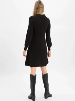Monari Damen Strickkleid in schwarz - Ärmel: langarm