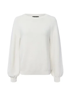 Monari Damen Strickpullover in ecru - Ausschnitt: U-Boot