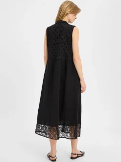 More & More Damen Blusenkleid mit Leinen-Anteil in schwarz