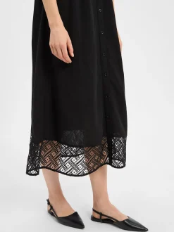 More & More Damen Blusenkleid mit Leinen-Anteil in schwarz