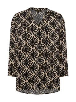 More & More Damen Blusenshirt in schwarz beige