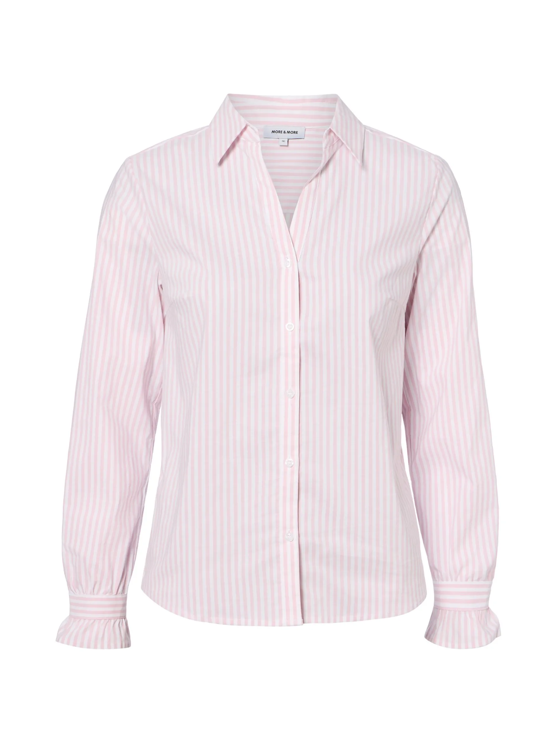 More & More Damen Hemdbluse in rosa weiß