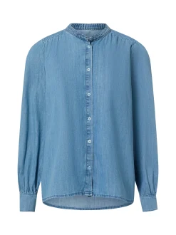 More & More Damen Jeansbluse in light stone