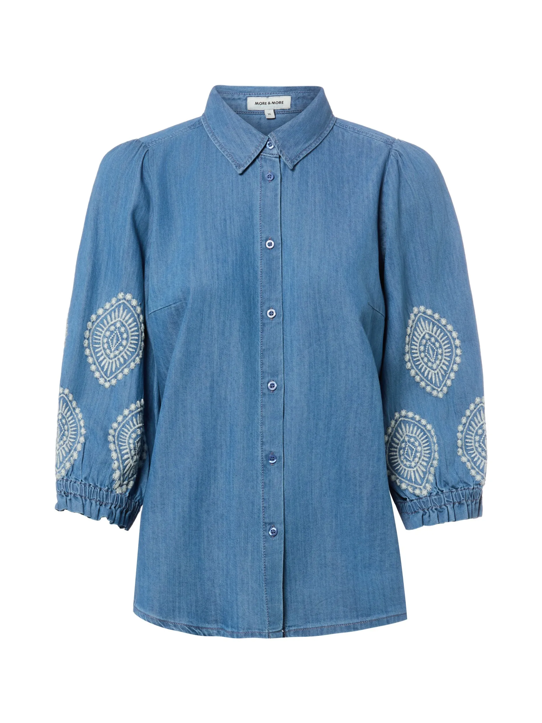 More & More Damen Jeansbluse in light stone