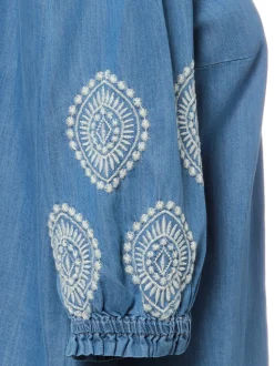 More & More Damen Jeansbluse in light stone