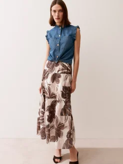 More & More Damen Jeans-Blusentop in medium stone