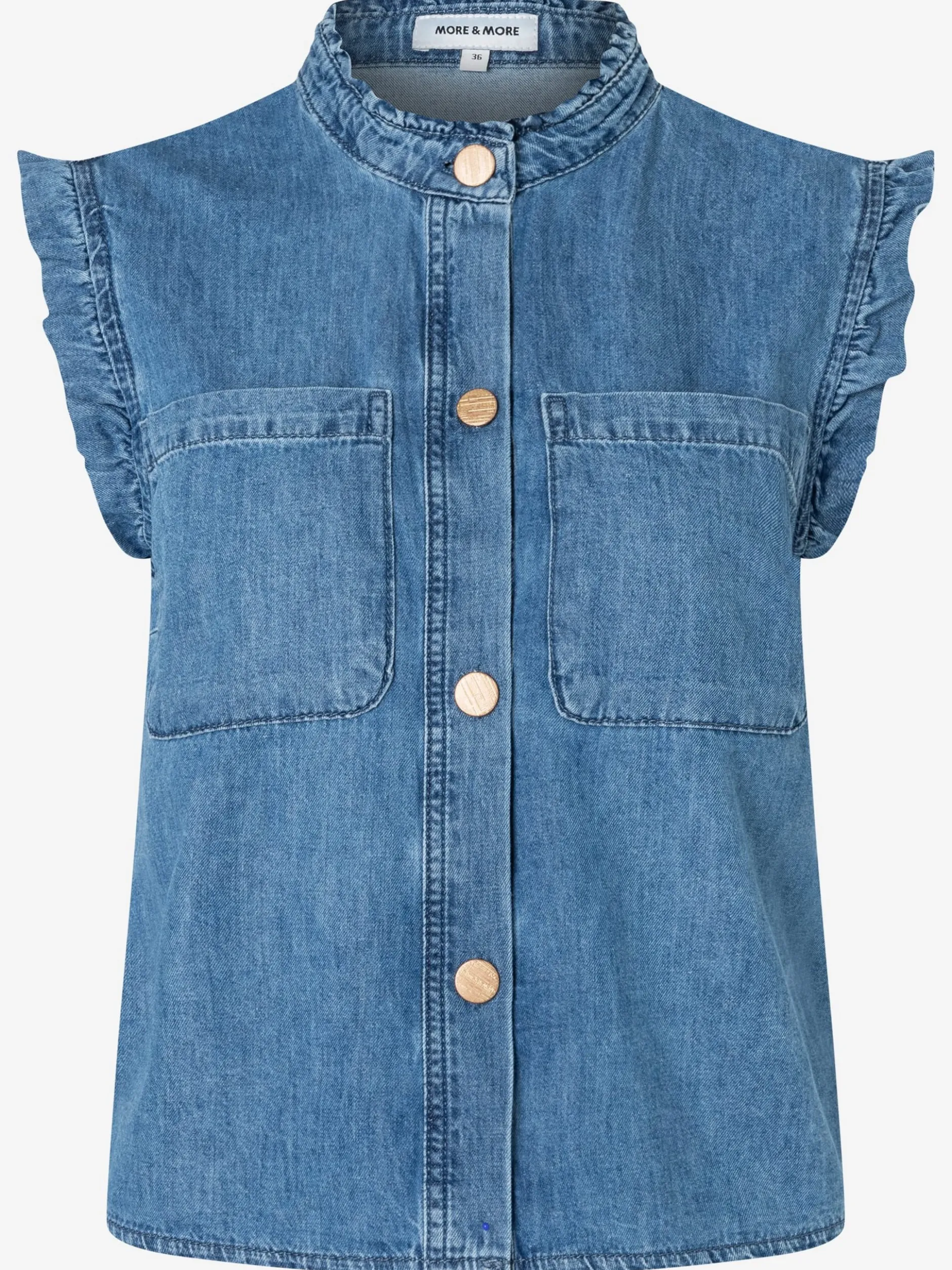 More & More Damen Jeans-Blusentop in medium stone
