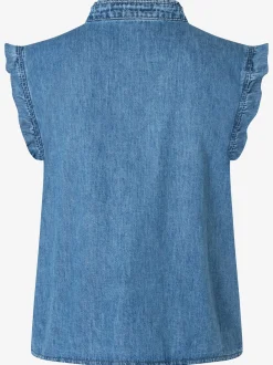 More & More Damen Jeans-Blusentop in medium stone