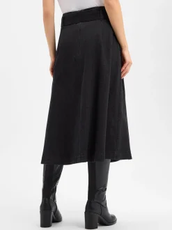 More & More Damen Jeansrock in anthrazit - Länge: midi