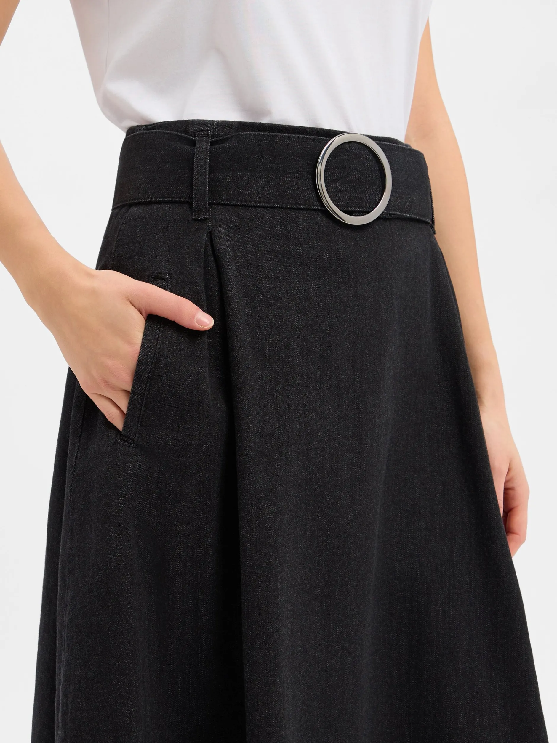 More & More Damen Jeansrock in anthrazit - Länge: midi