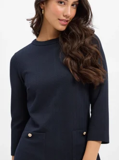 More & More Damen Jerseykleid in marine - Ärmel: 3/4 Arm