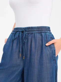 More & More Damen Jogginghose in blau - Länge: verkürzt