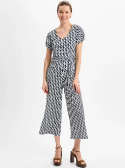 More & More Damen Jumpsuit in schwarz weiß