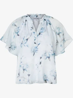 More & More Damen Kurzarmbluse in hellblau blau