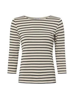 More & More Damen Langarmshirt in beige weiß