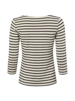 More & More Damen Langarmshirt in beige weiß