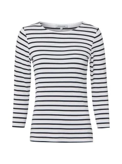 More & More Damen Langarmshirt in weiß schwarz