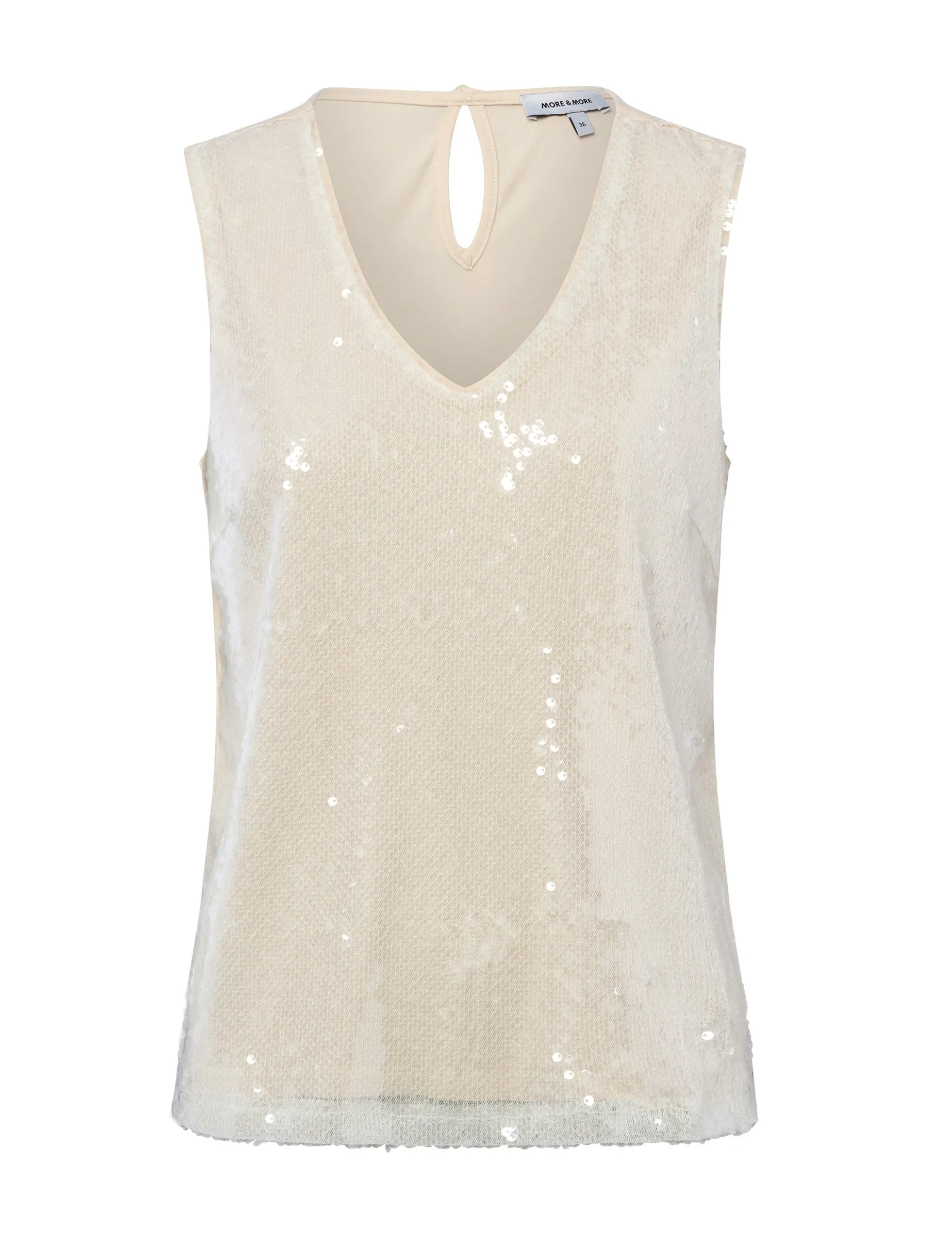 More & More Damen Paillettentop in beige