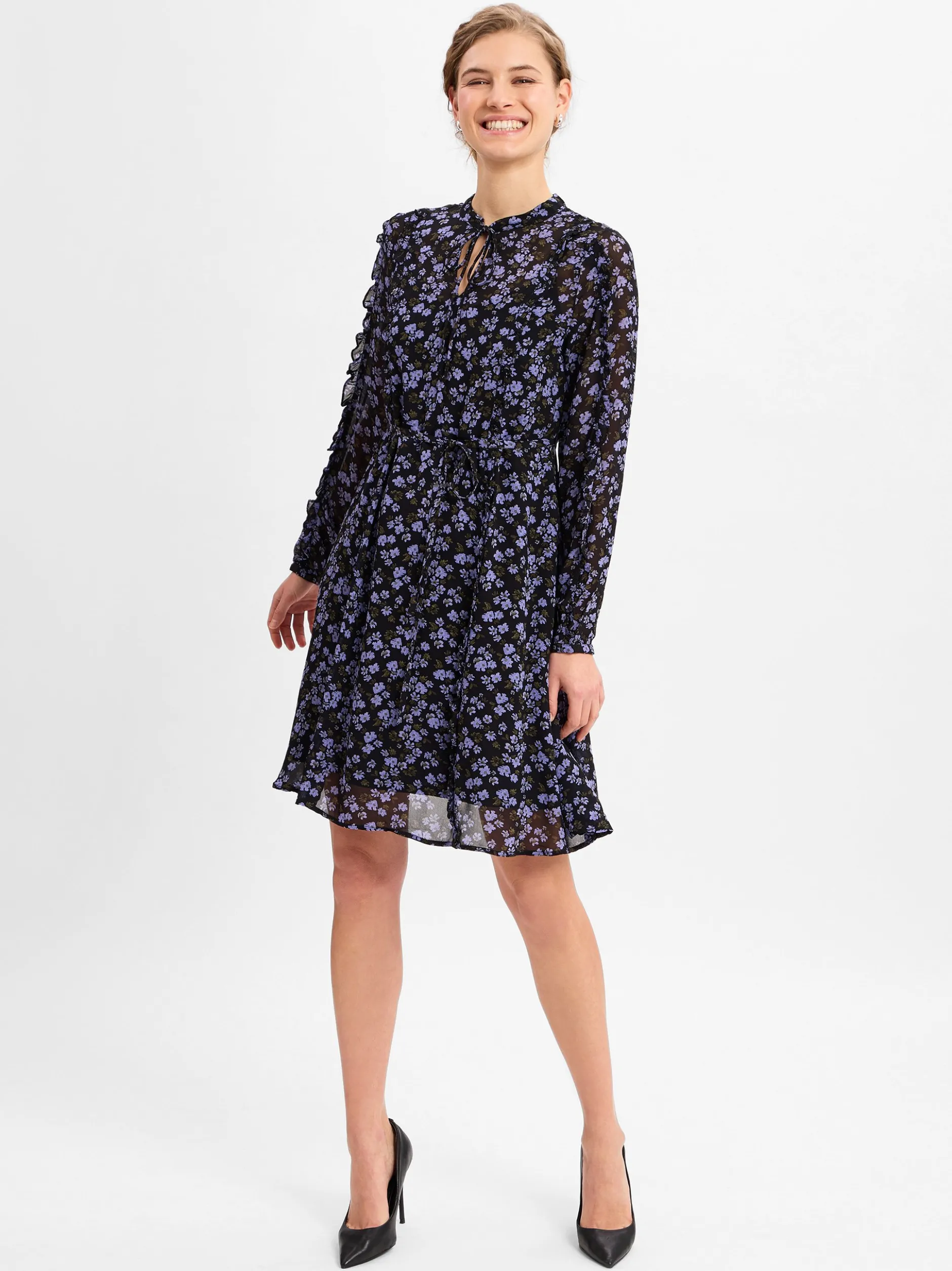 Msch Copenhagen Damen Kleid - MSCHKasandra in lila schwarz