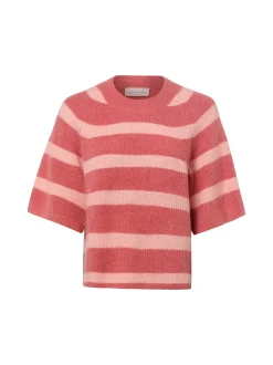 Msch Copenhagen Damen Kurzarm-Strickpullover mit Alpaca-Anteil - MSCHMilania Hope in koralle rosa