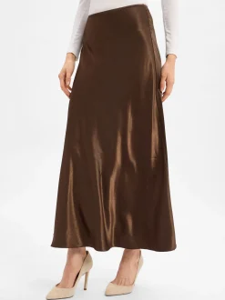 Msch Copenhagen Damen Midirock - MSCHNicolette Ullas in mocca