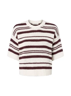 Msch Copenhagen Damen Pullover - MSCHHannalie in schoko weiß