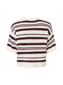 Msch Copenhagen Damen Pullover - MSCHHannalie in schoko weiß