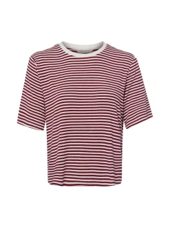 Msch Copenhagen Damen T-Shirt - MSCHJana in weiß bordeaux