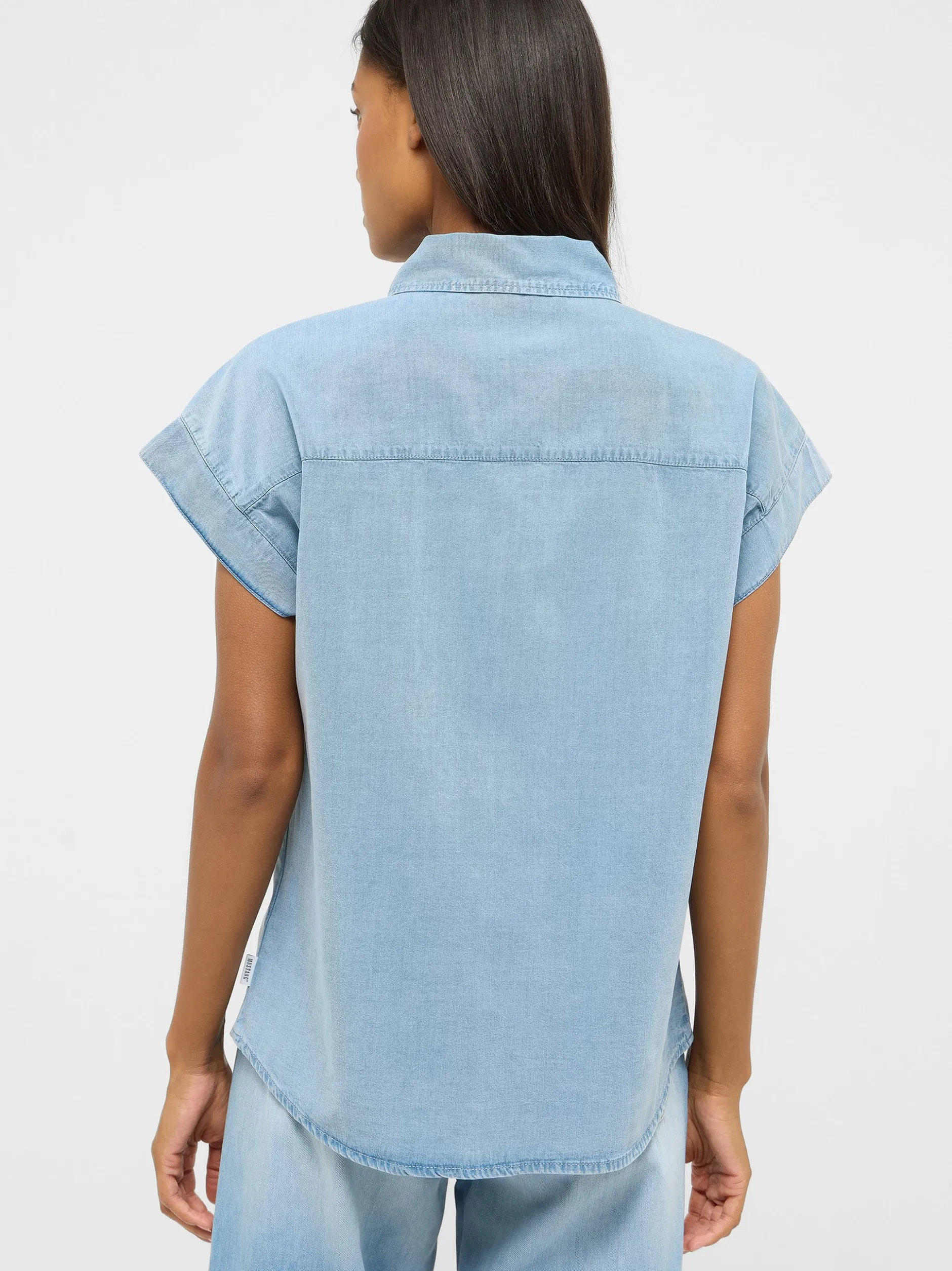 Mustang Damen Bluse in light stone - Ärmel: Halbarm
