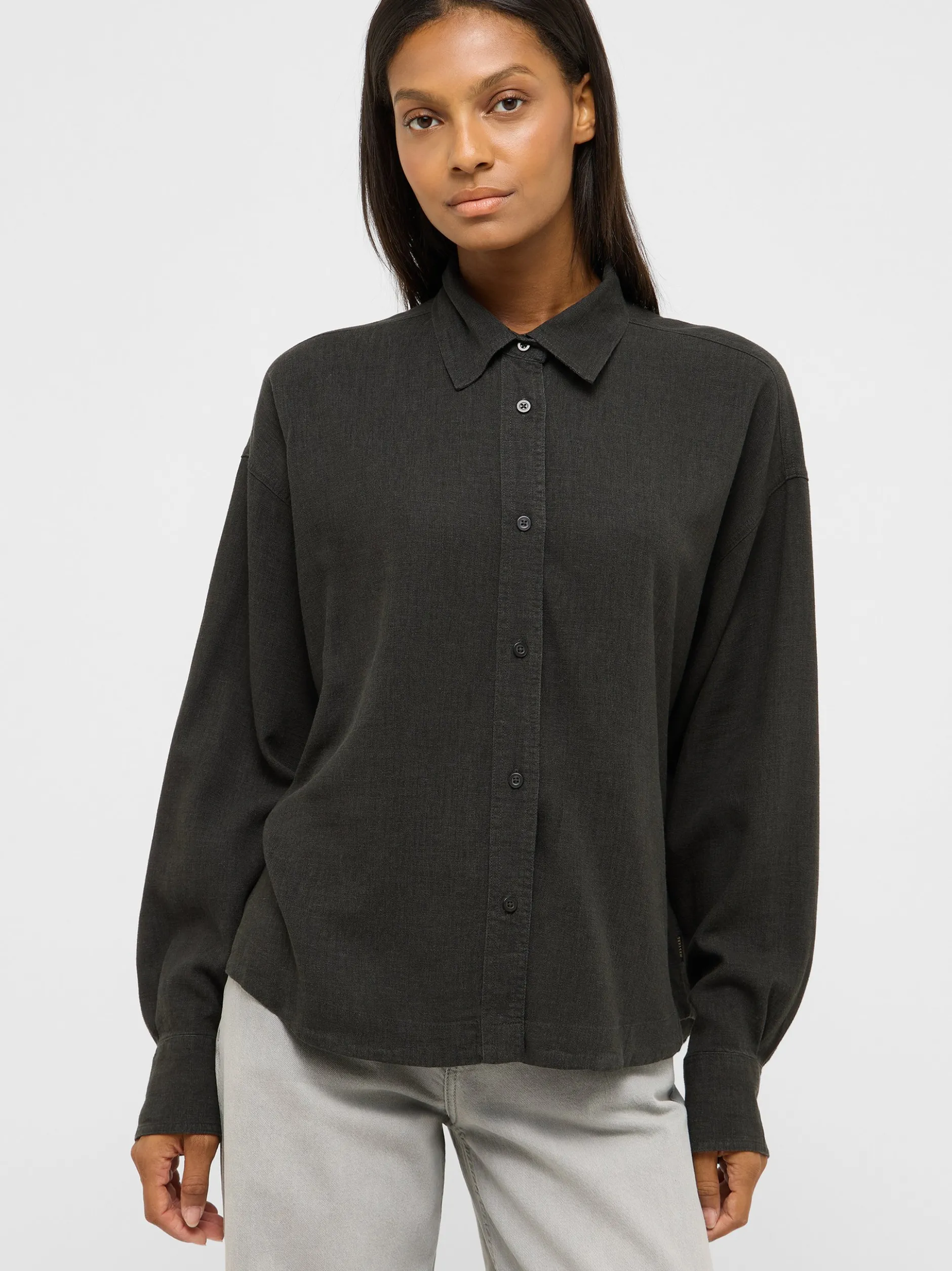 Mustang Damen Bluse in schwarz - Ärmel: langarm