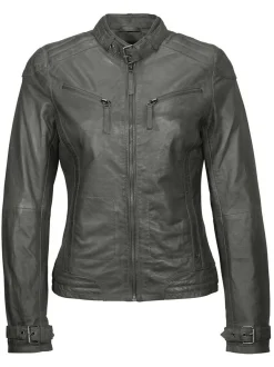 Mustang Damen Lederjacke in grau