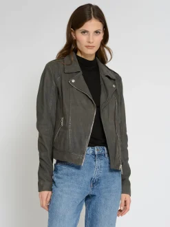 Mustang Damen Lederjacke in grau