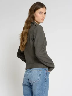 Mustang Damen Lederjacke in grau