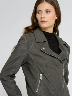 Mustang Damen Lederjacke in grau